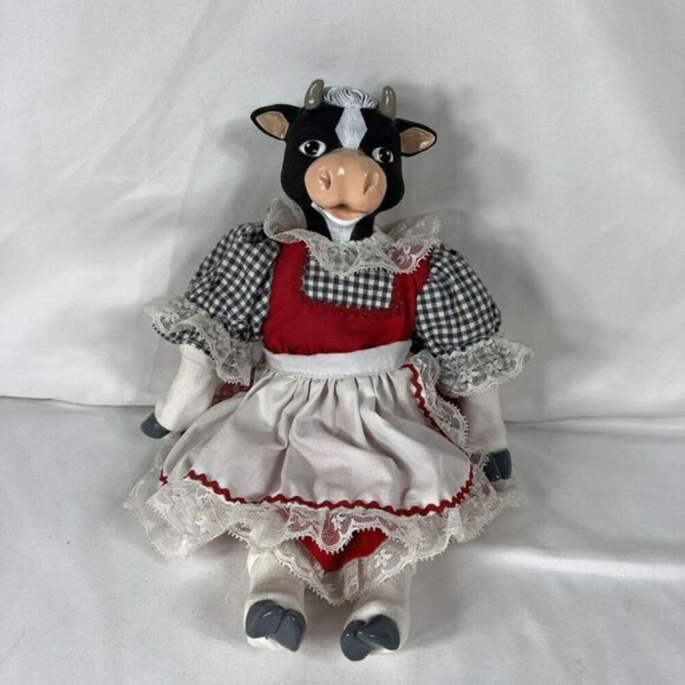 Vtg Moo Cow cottagecore Farm Dairy Doll Apron Decor